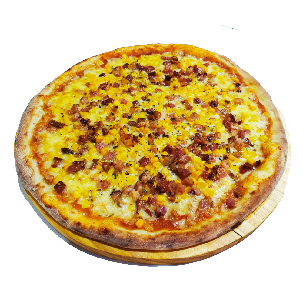 Pizza de Milho com Bacon da Don Mussarelo