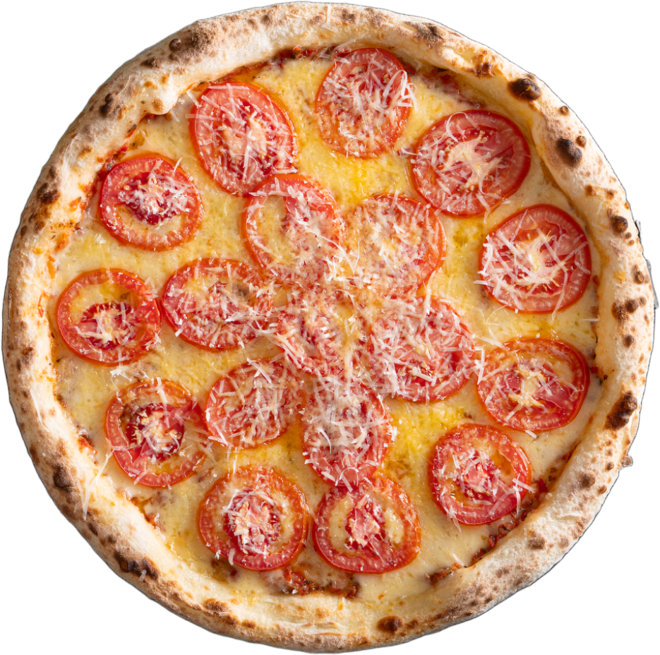 Pizza Napolitana com mussarela, tomate e parmesão da Don Mussarelo